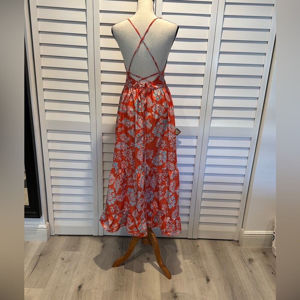Cupshe Orange and Teal Cut out back strappy Sleeveless Maxi Sundress - Picture 10 of 10